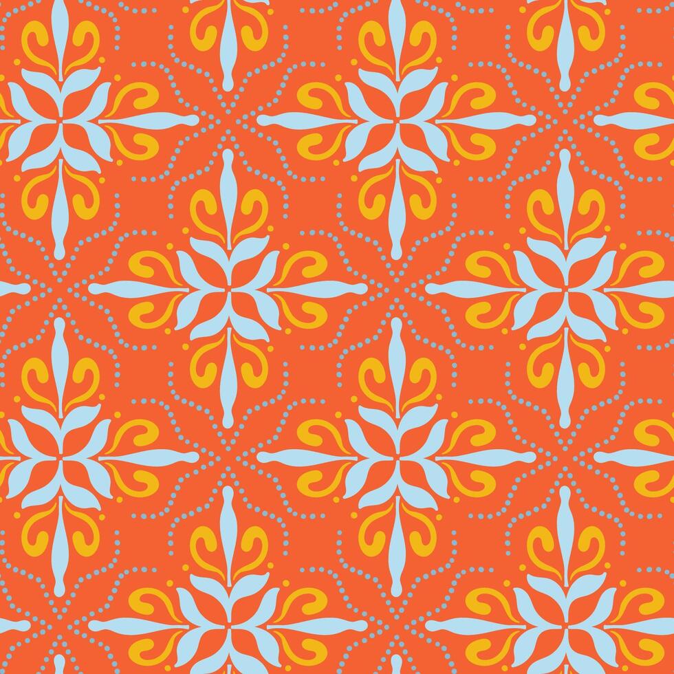 abstract shape, geometric seamless pattern kitchen print fabric, azulejo Majolica Art Deco motif vector