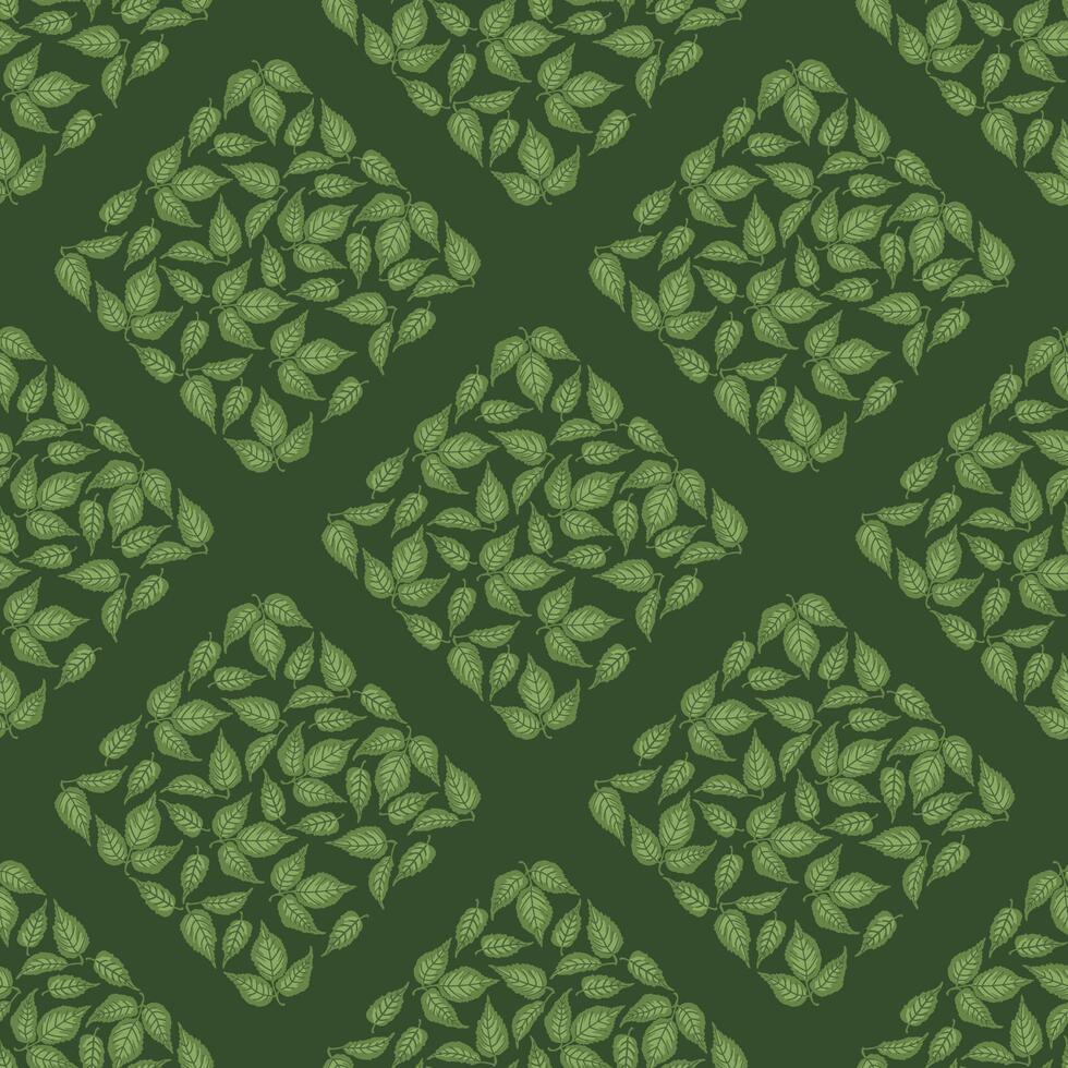 Raspberry leaves, checkered seamless pattern. geometric, rhombuses leaves texture vector