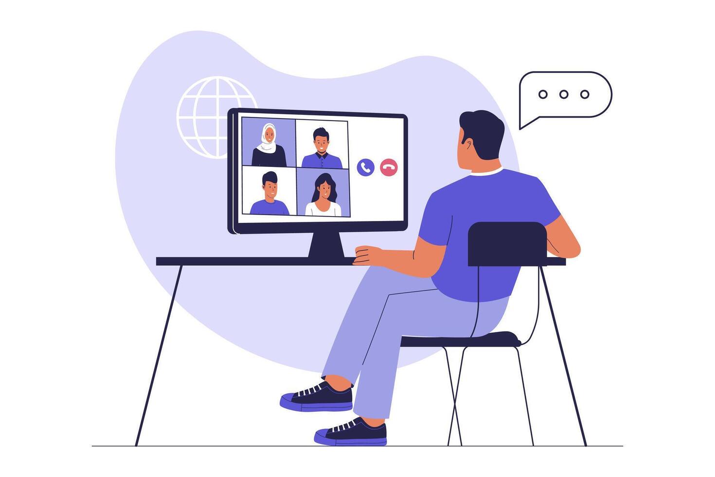 Conference Call with Team Members vector