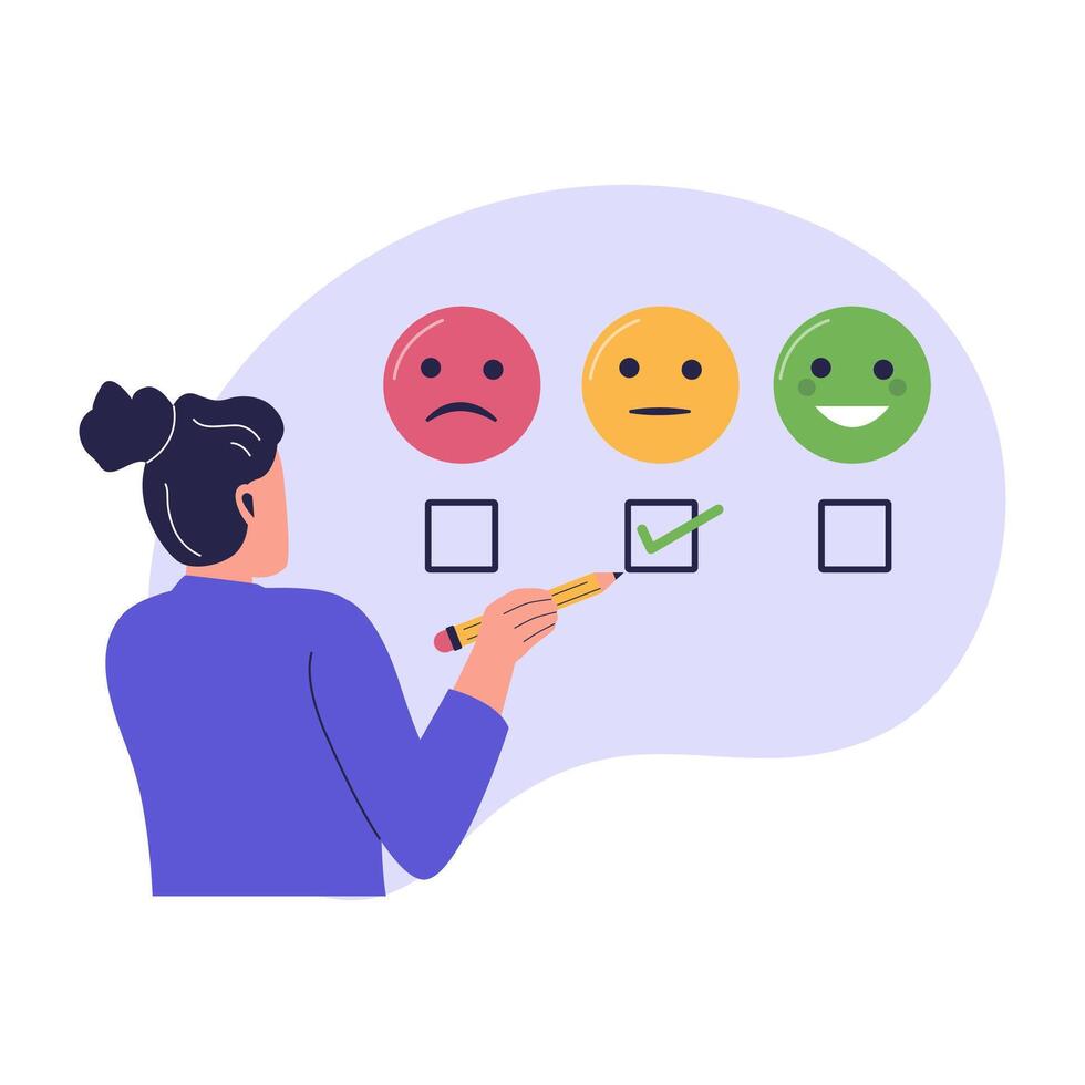 Illustration of Customer Reaction and Emoji Feedback Survey vector