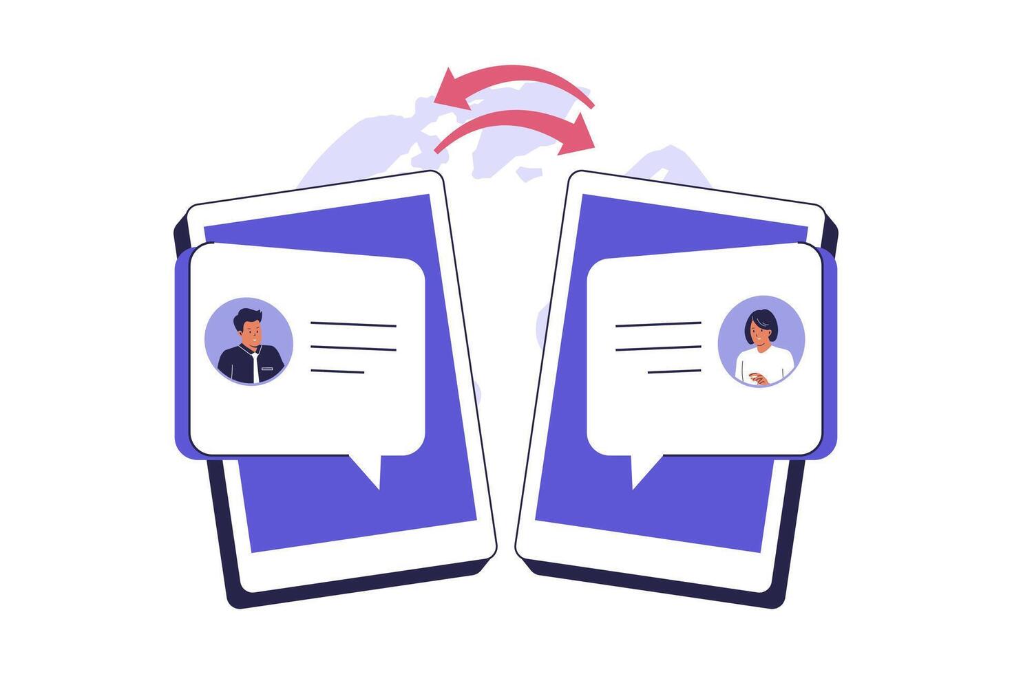 Illustration of Digital Messaging Between Devices Over the Internet vector