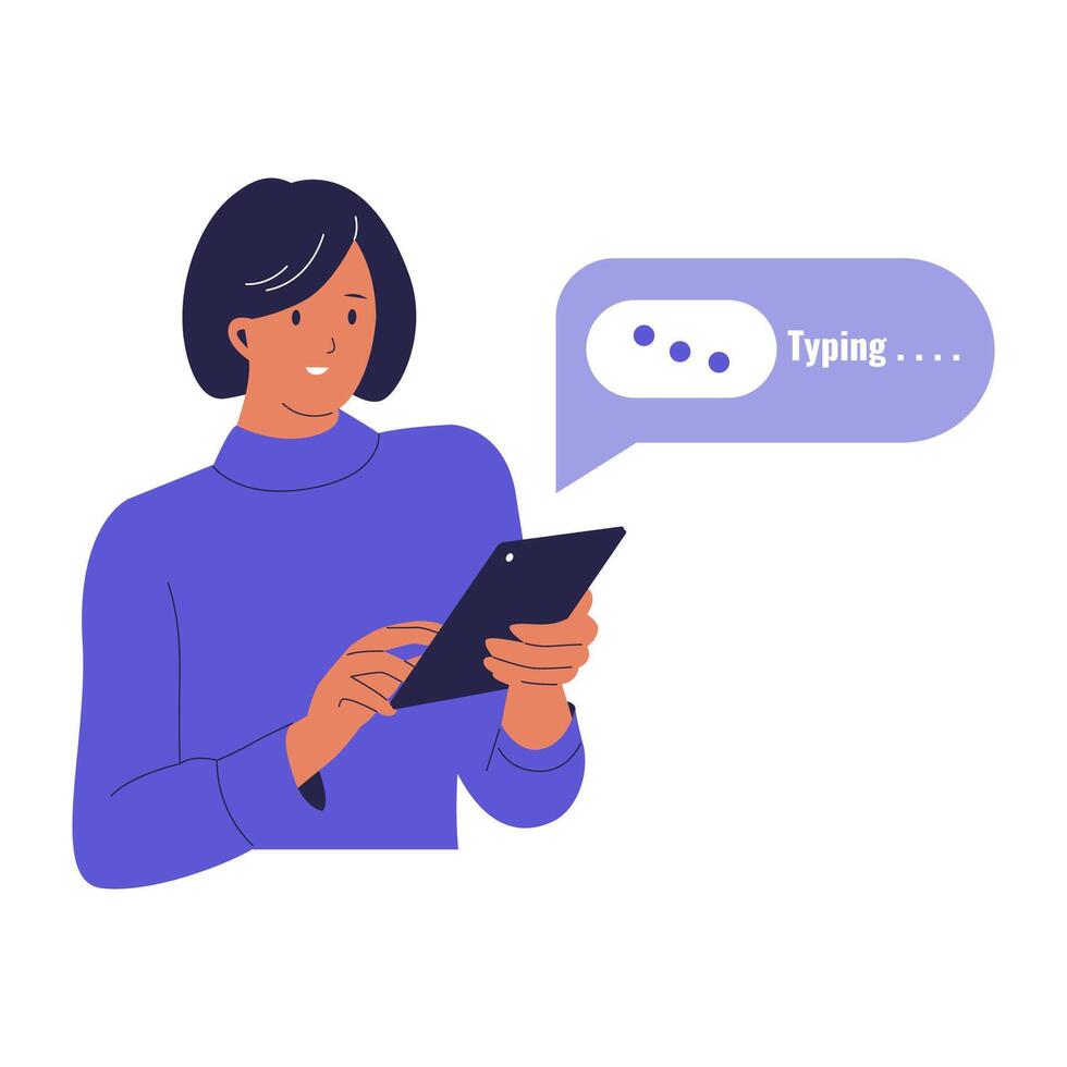 Illustration of Typing Indicator in Online Chat Application vector