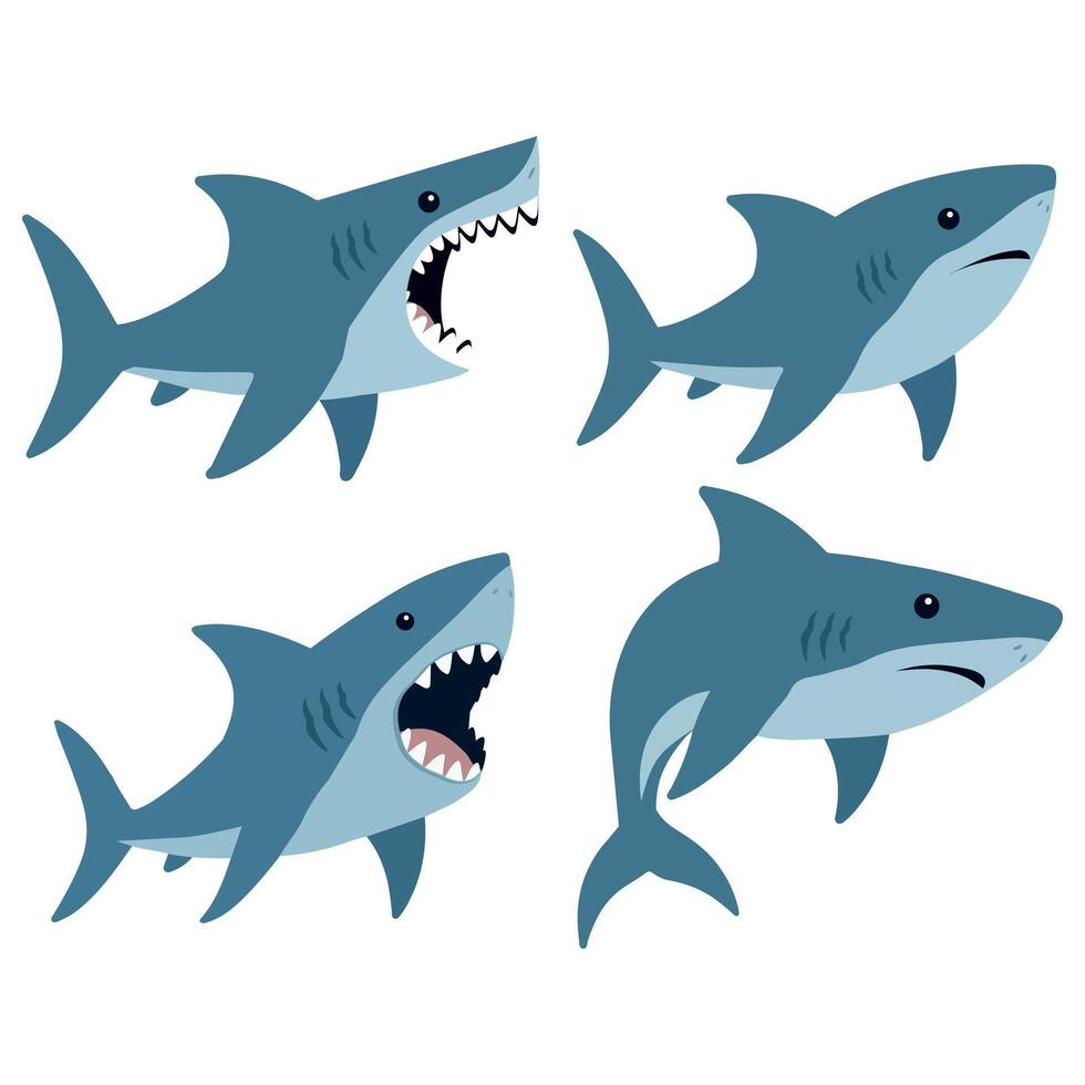 The Great White Shark Underwater hunter set vector
