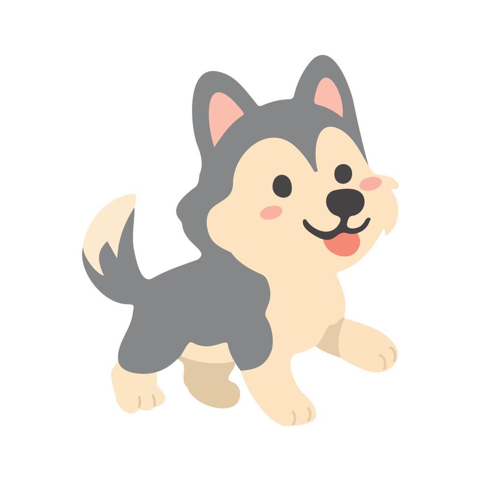 Fluffy Animated Puppy Illustration vector
