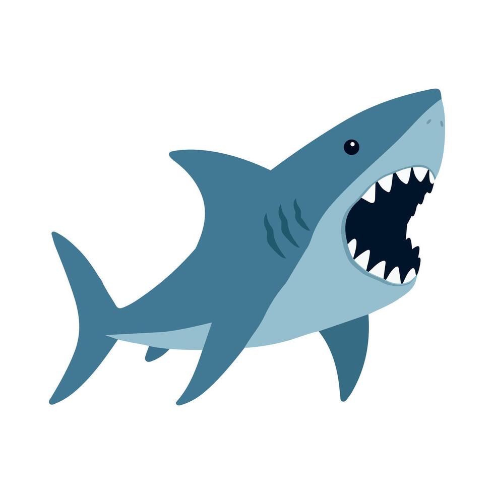 Great white shark animal cartoon vector