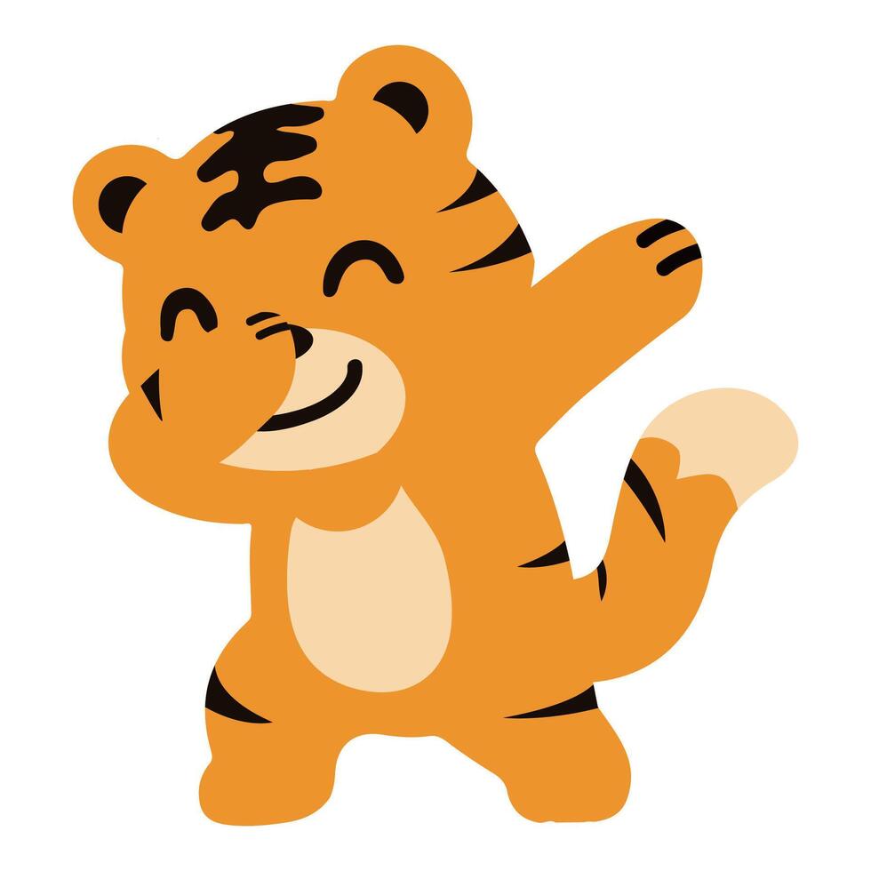 Cute dabbing tiger cool cartoon vector