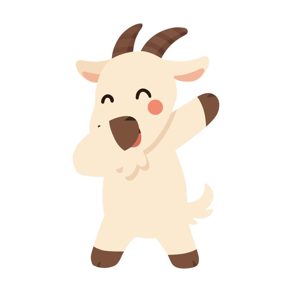Cute dabbing goat cool cartoon vector
