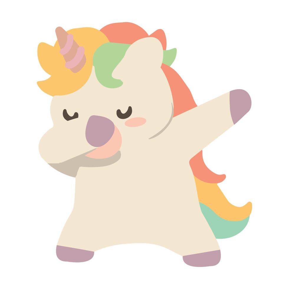 Cute Cartoon Unicorn in a Dabbing Dance Pose vector
