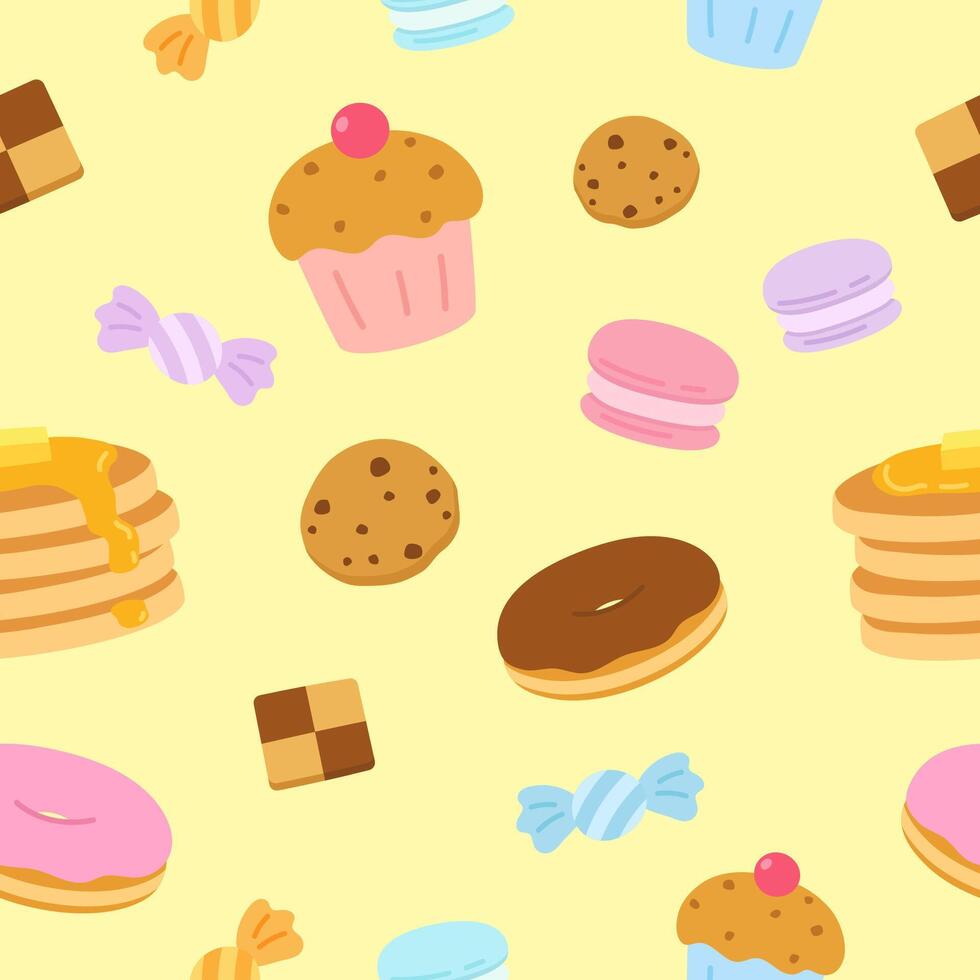 yellow dessert party pattern vector