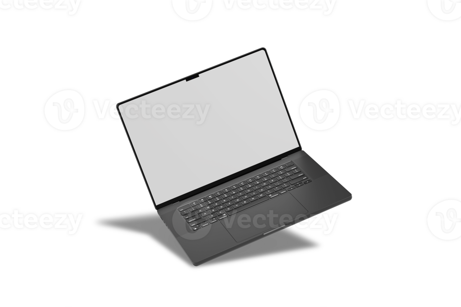 A black laptop with a white screen on it png