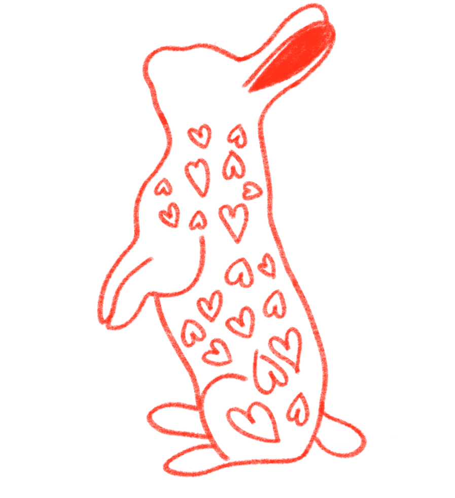 red rabbit with hearts inside png