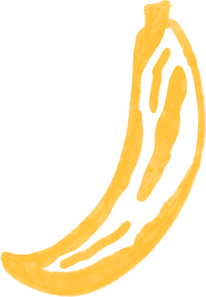 A banana is shown on a transparent background png