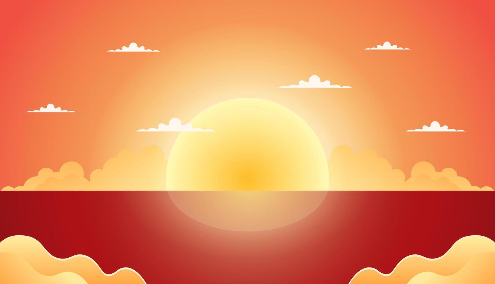 ocean sunset illustration background vector