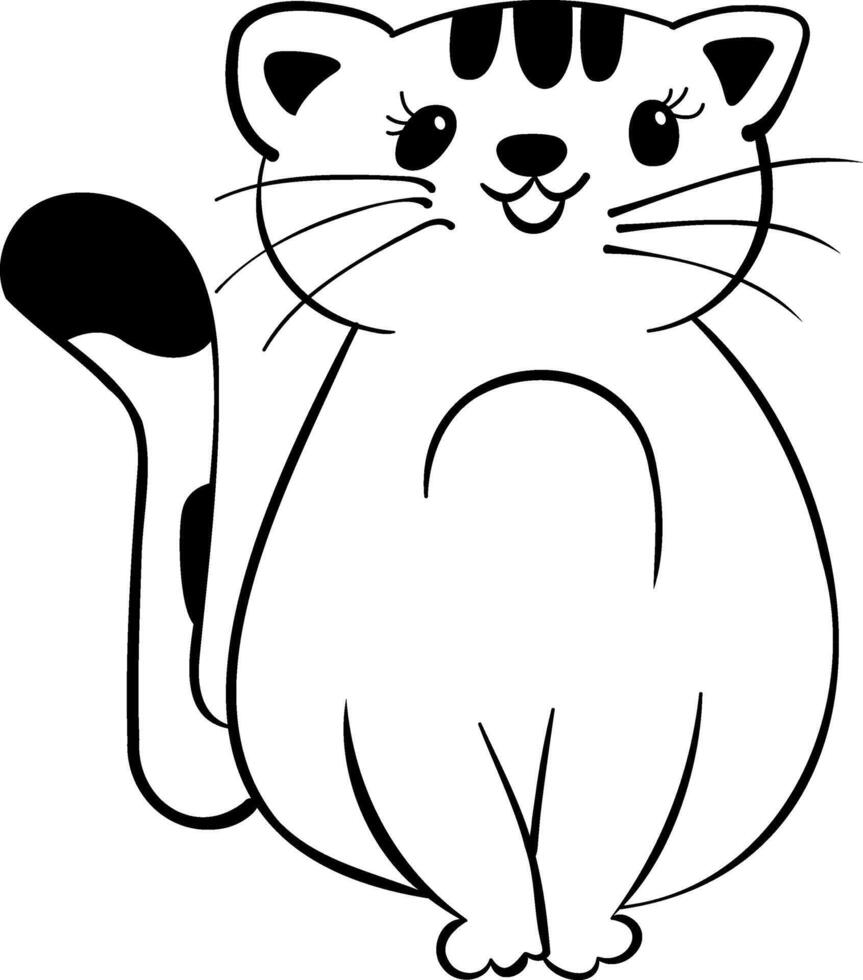 A black and white drawing of a cat vector