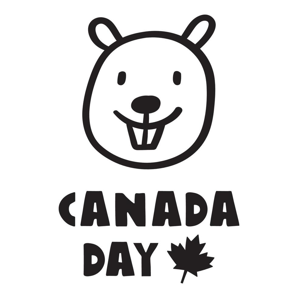 Smiling face of beaver. Canada day. Outline illustration on white background. vector