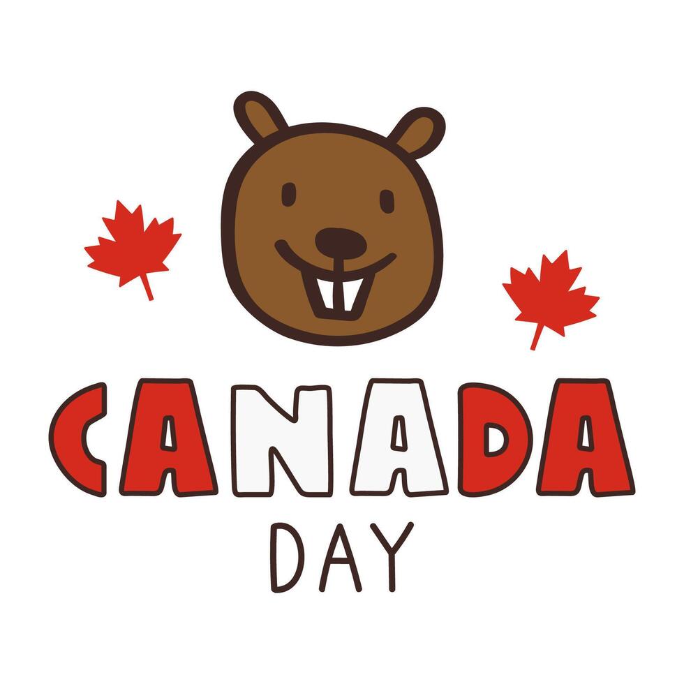 Funny face of beaver. Canada day. illustration on white background. vector