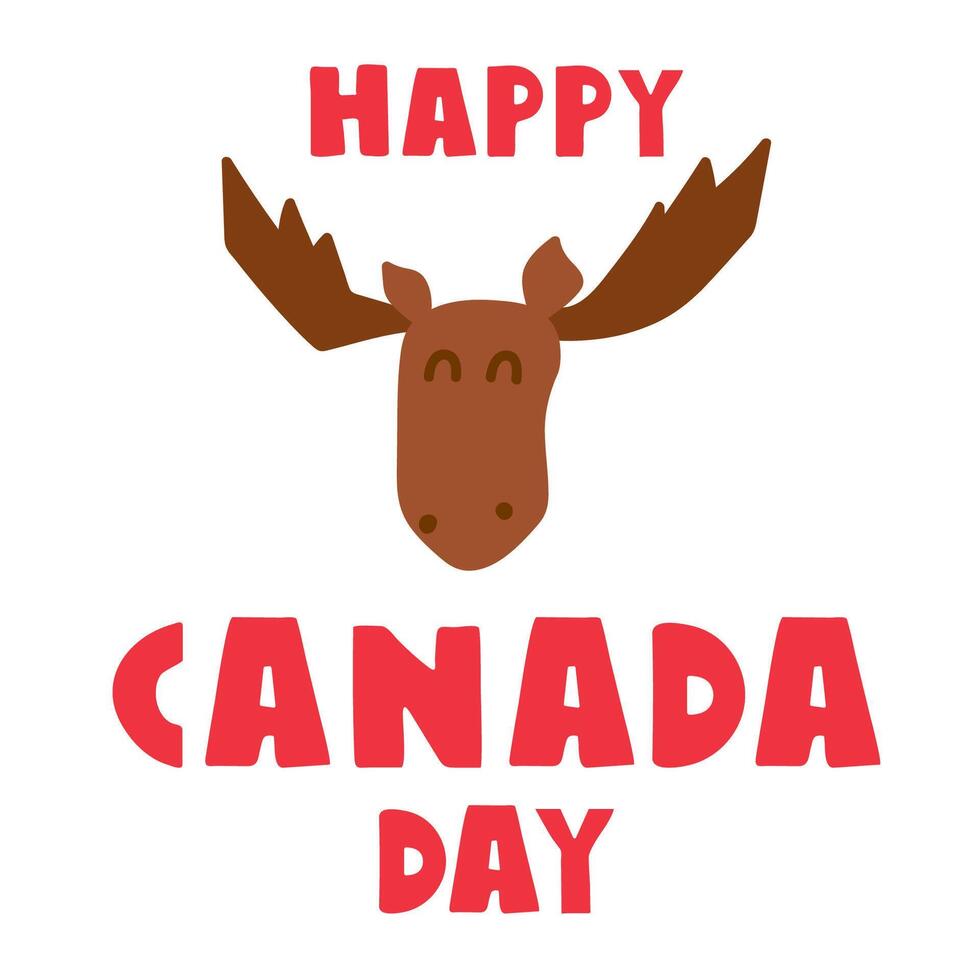 Face of moose. Happy Canada day. illustration on white background. vector