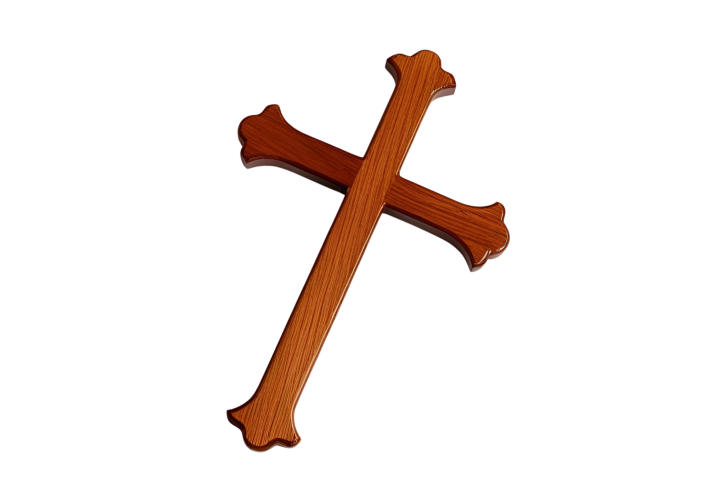 Wooden Christian cross isolated symbolizes faith, sacrifice, redemption, and devotion in Christian religious traditions and spiritual belief systems. png
