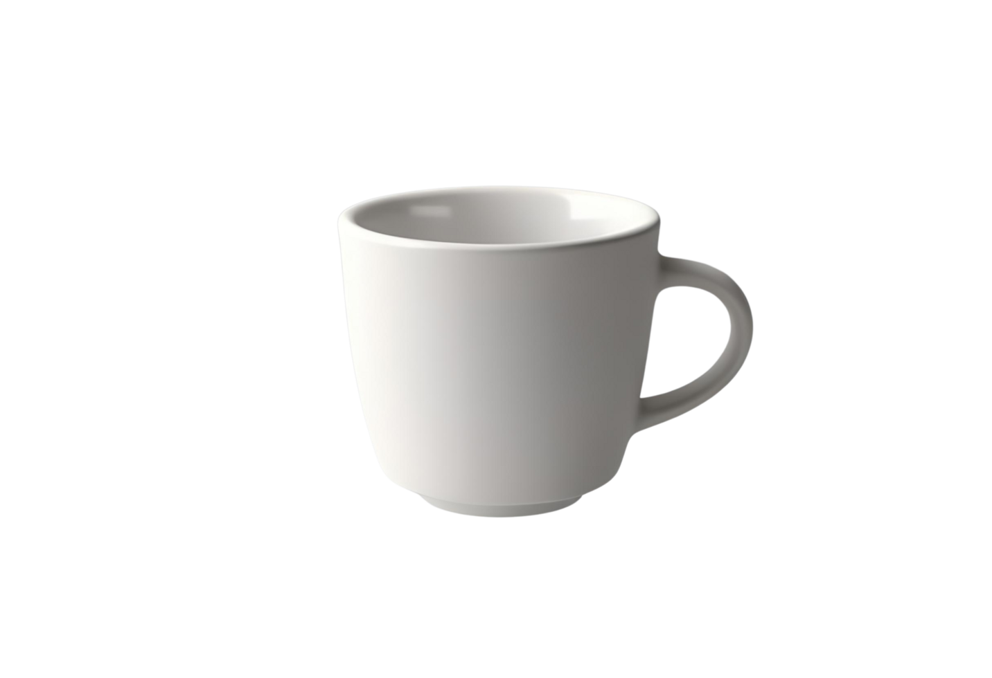 White ceramic coffee mug mockup isolated showcases minimalist design, perfect for branding and personal use. png