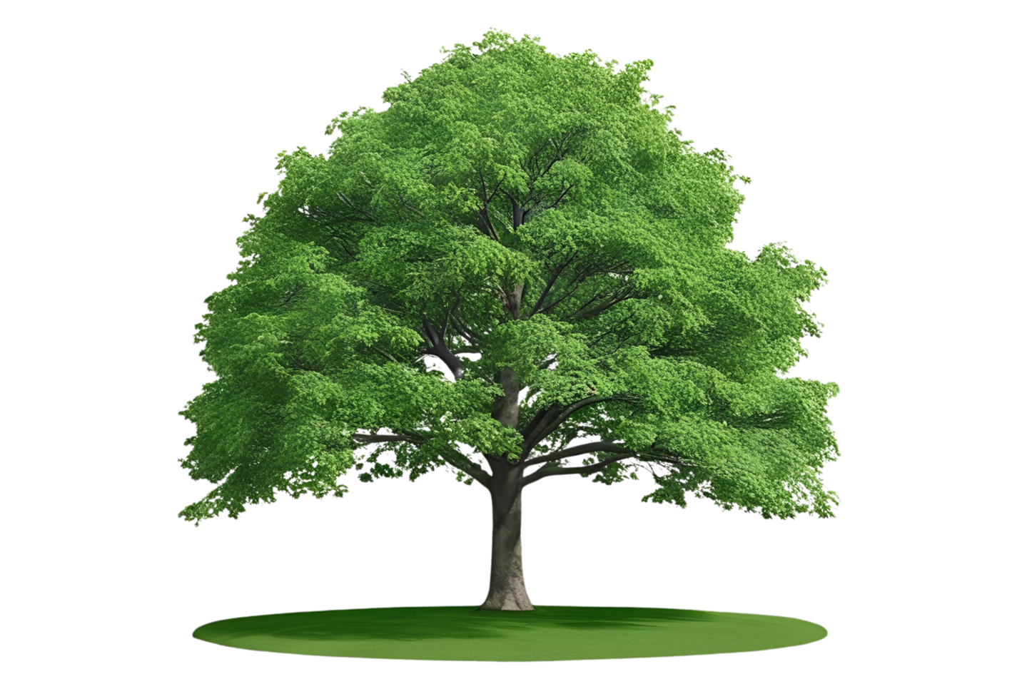 Green tree isolated, ideal for spring, summer, garden, and landscape design projects. png