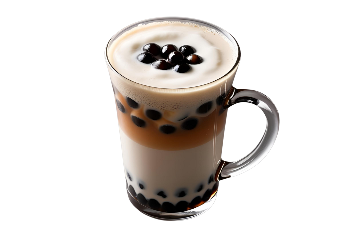 Classic milk tea topped with cream and tapioca pearls, sweetened with brown sugar syrup for richness. png