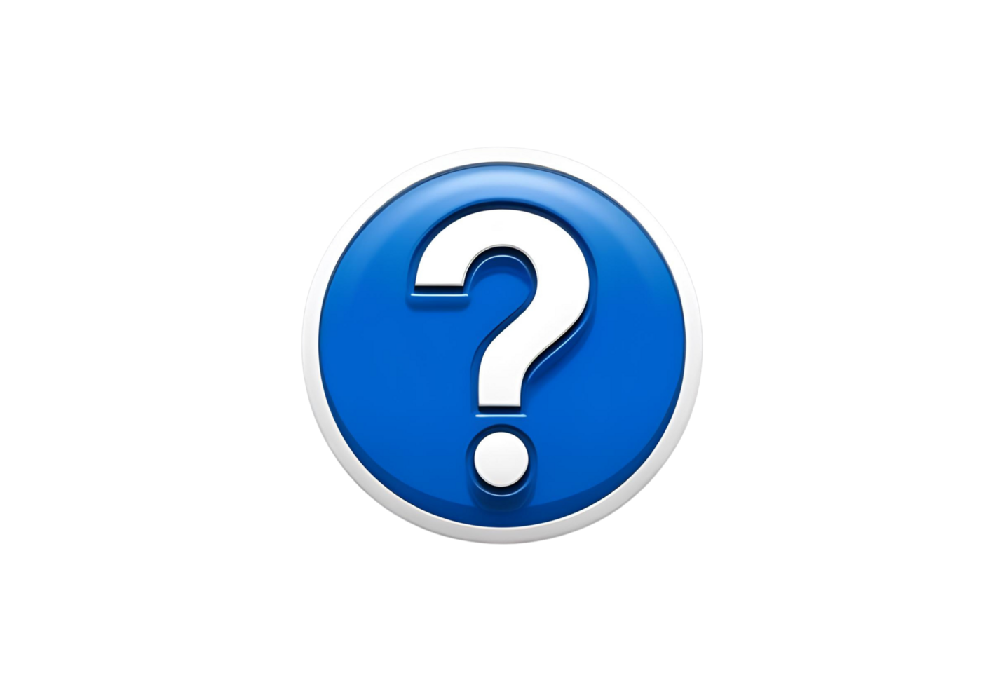 Glossy blue circular icon featuring white question mark in center. png