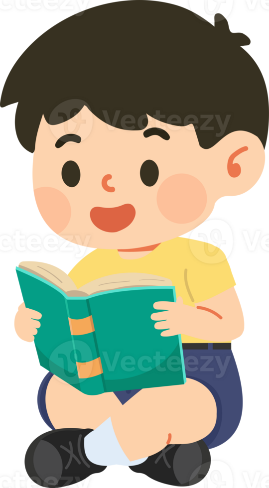 A boy reading a book png