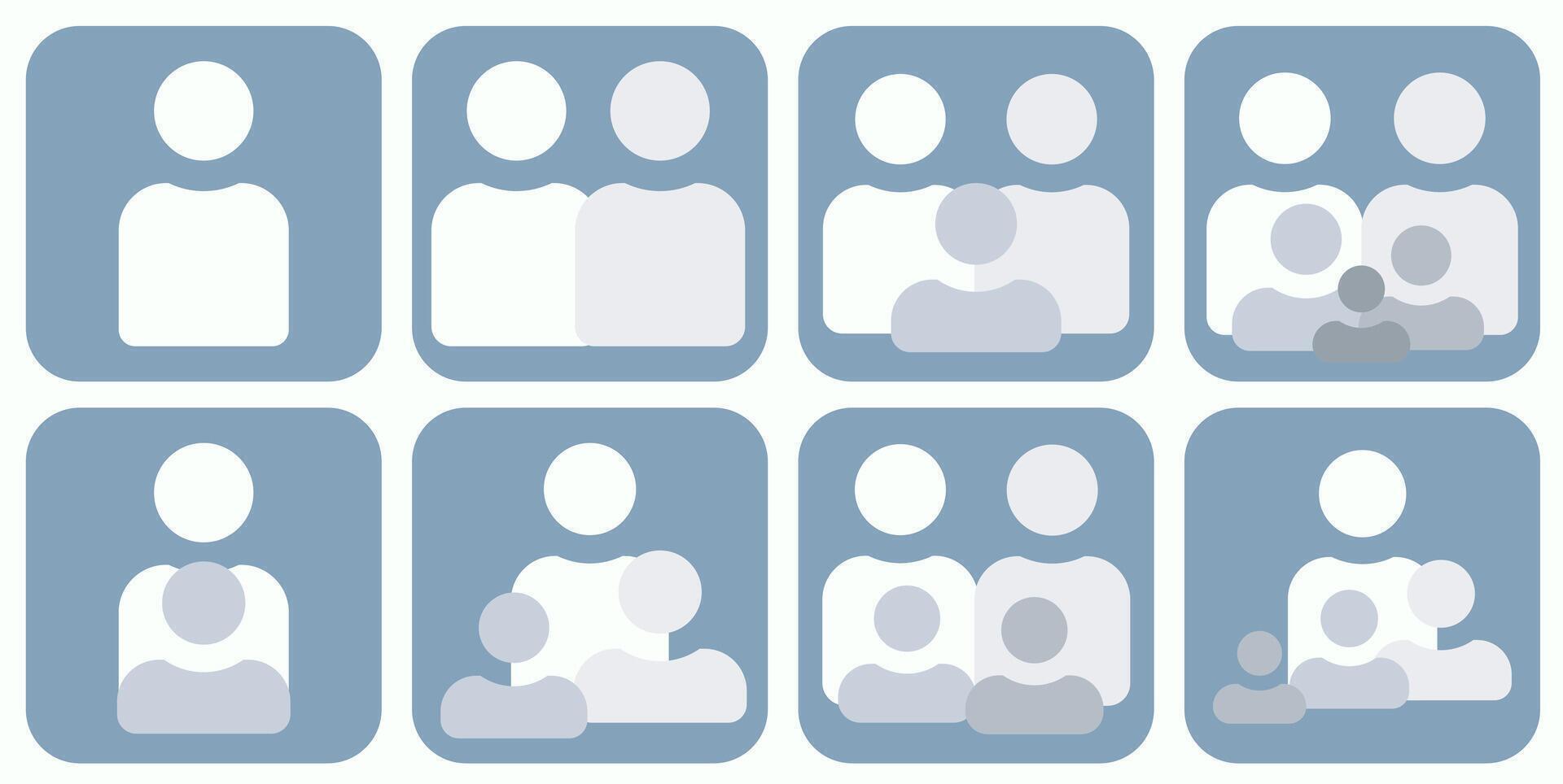 Family of several people abstraction. Abstract illustration of several simple family compositions. vector