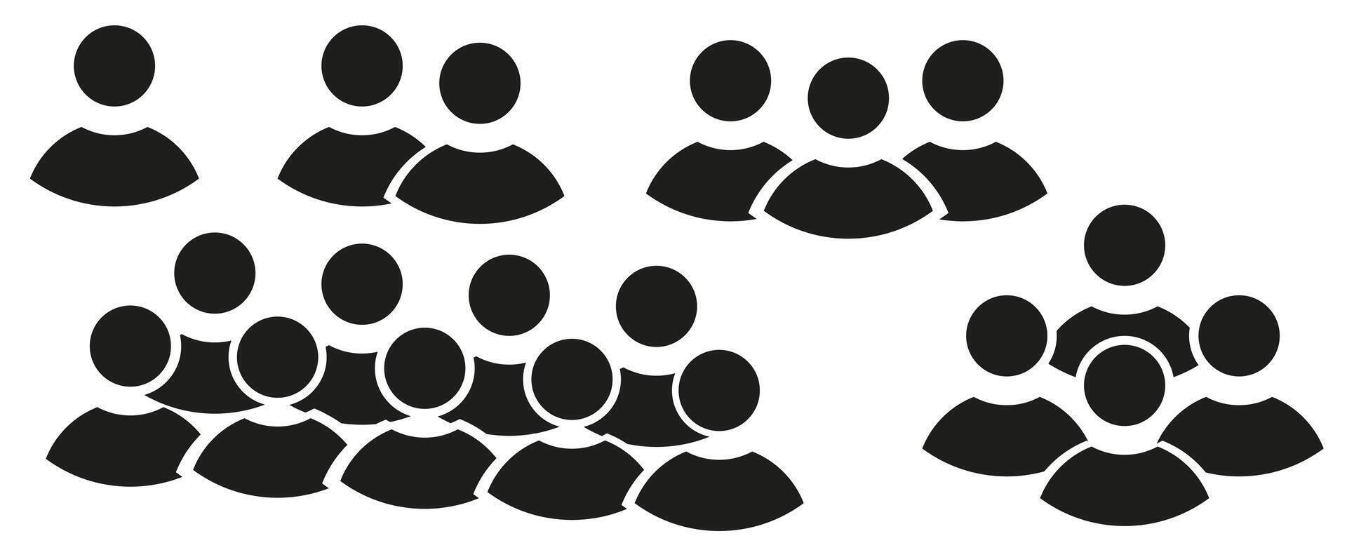 Group of abstract figures in groups. Abstract crowd of people. Illustration of diverse people. vector