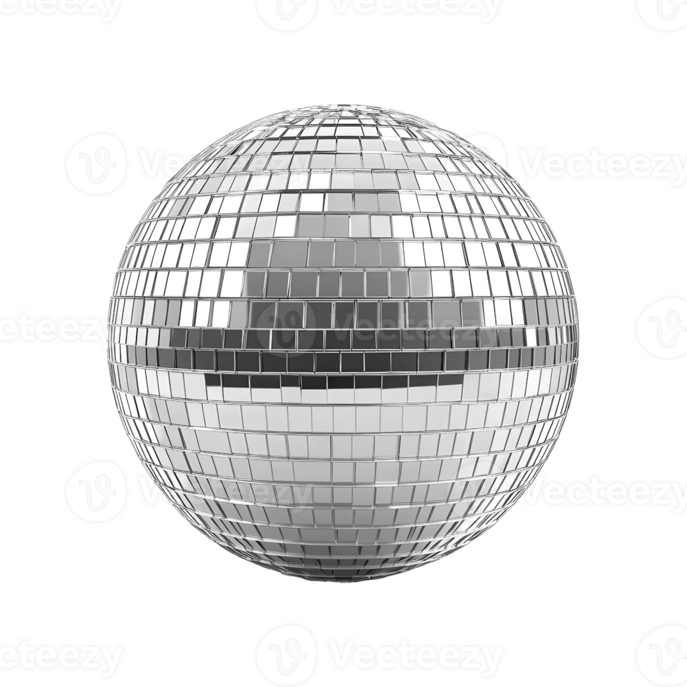 Silver disco mirror ball isolated png