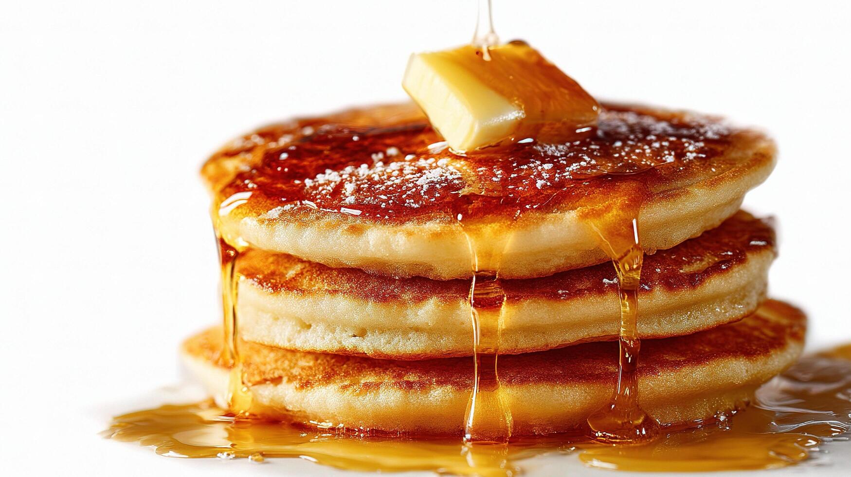 A stack of pancakes with syrup and butter photo