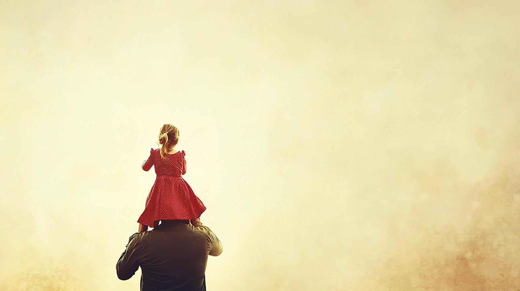 A man and a little girl in a red dress photo