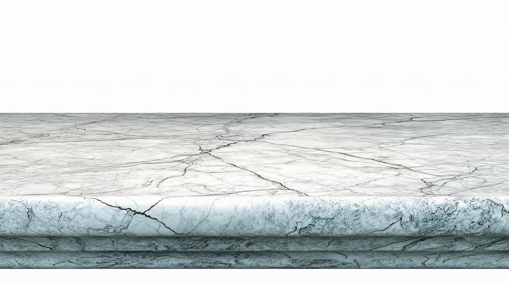 A marble table with a white background photo