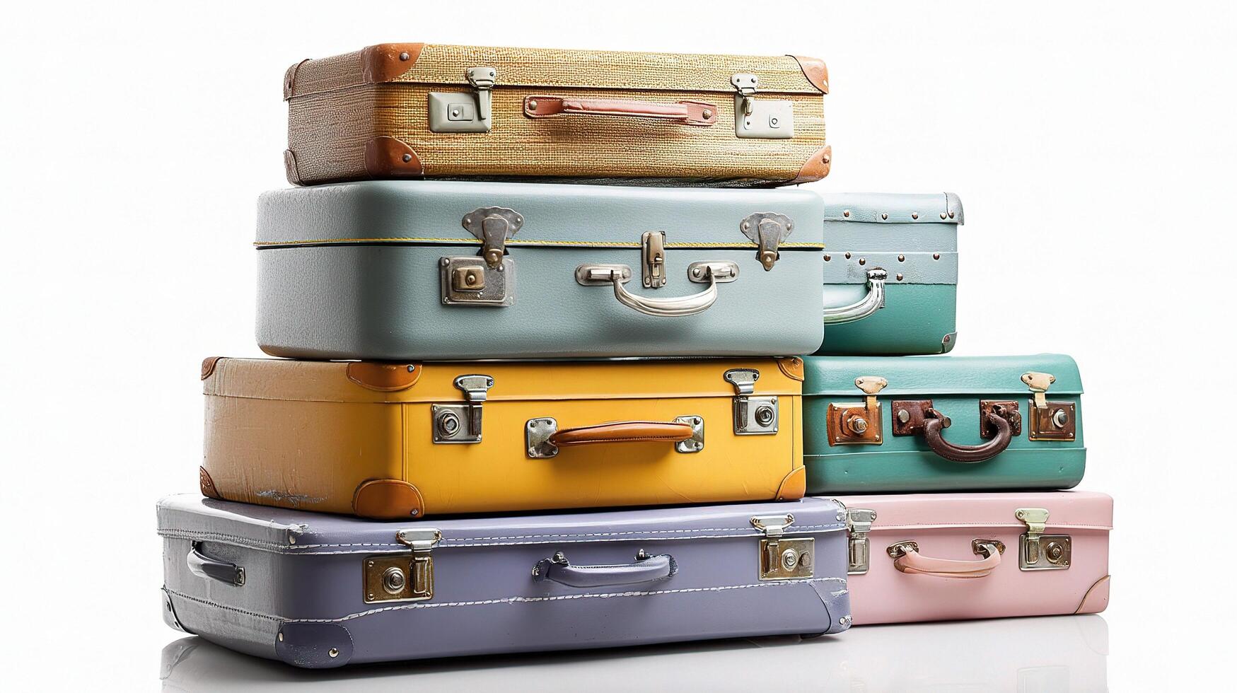 A stack of colorful suitcases photo
