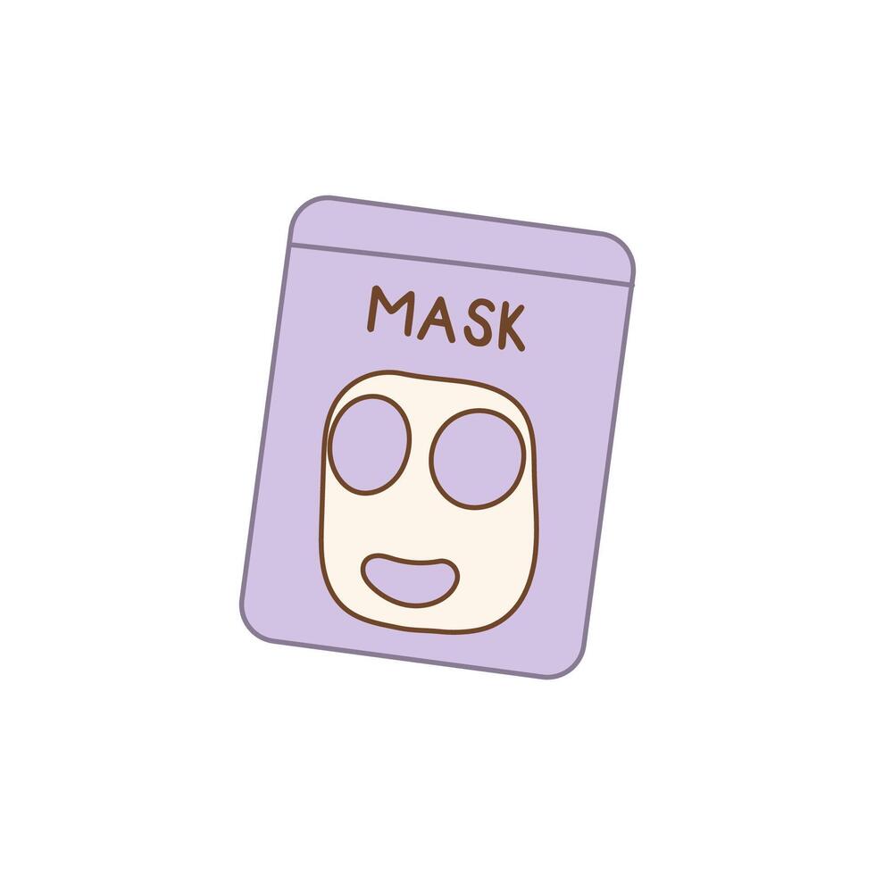 Sheet face mask packaging design in flat illustration style vector