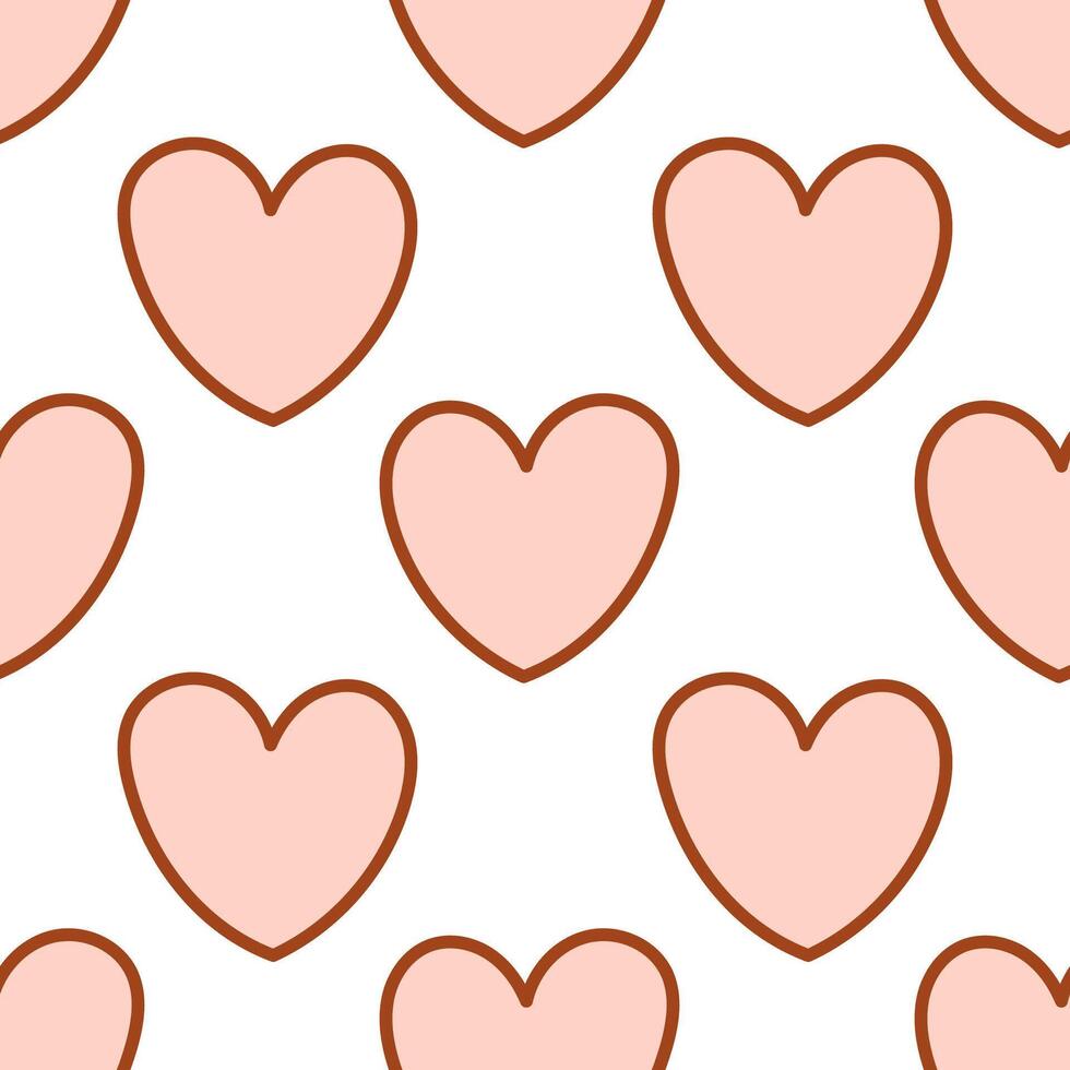 Seamless pattern of pastel beige hearts background vector