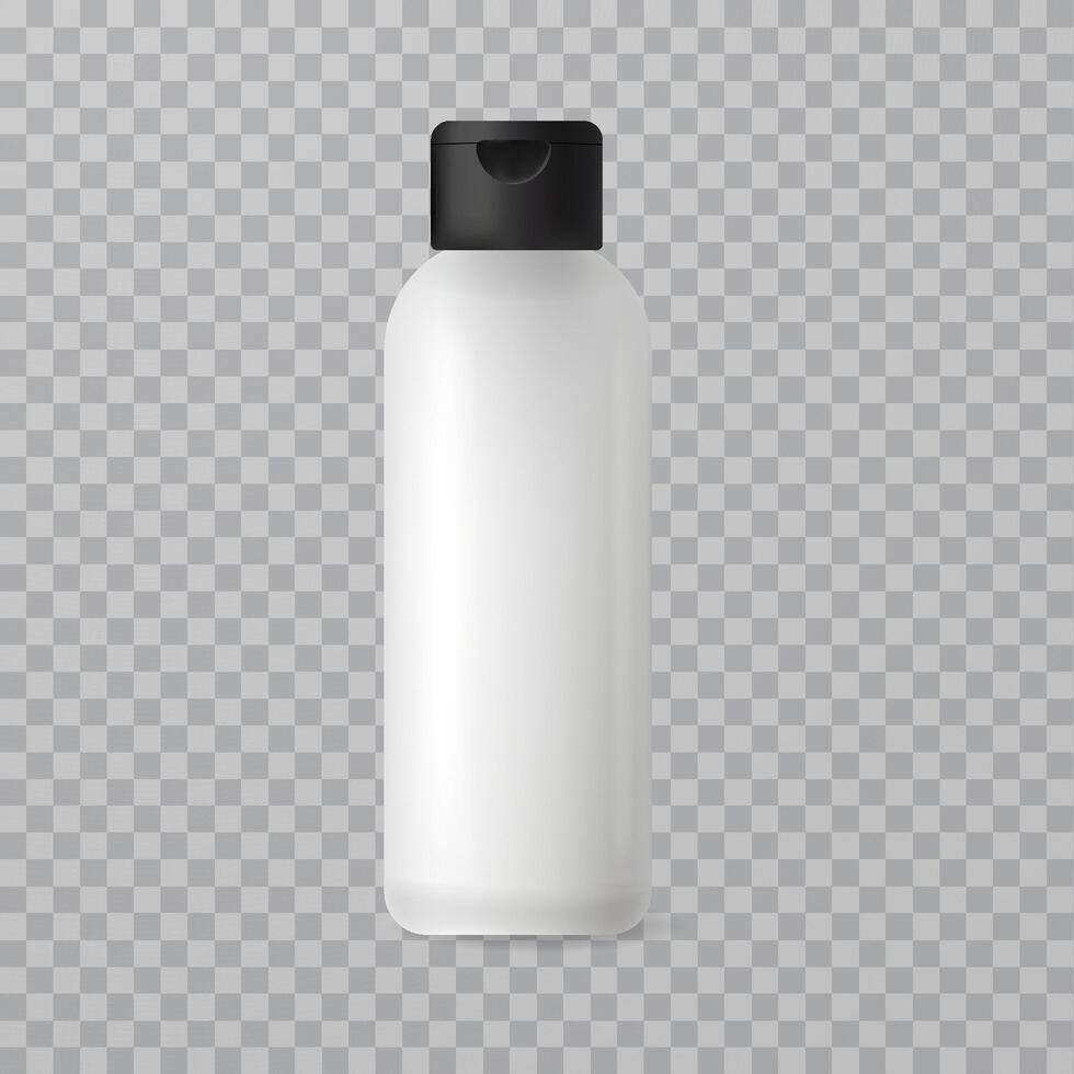 Realistic flip-top cosmetic bottle mockup for beauty products vector