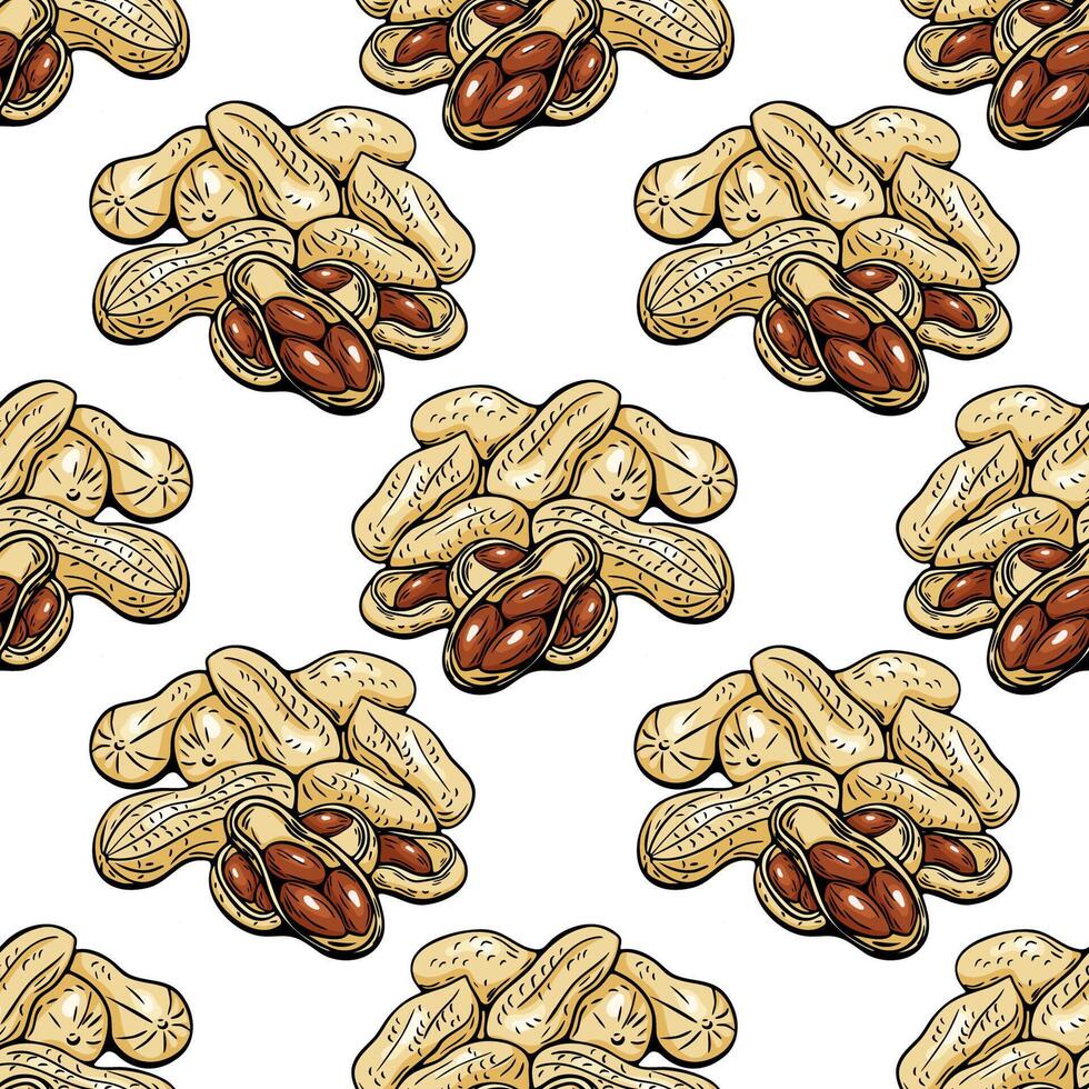 Colored peanuts seamless background illustration vector