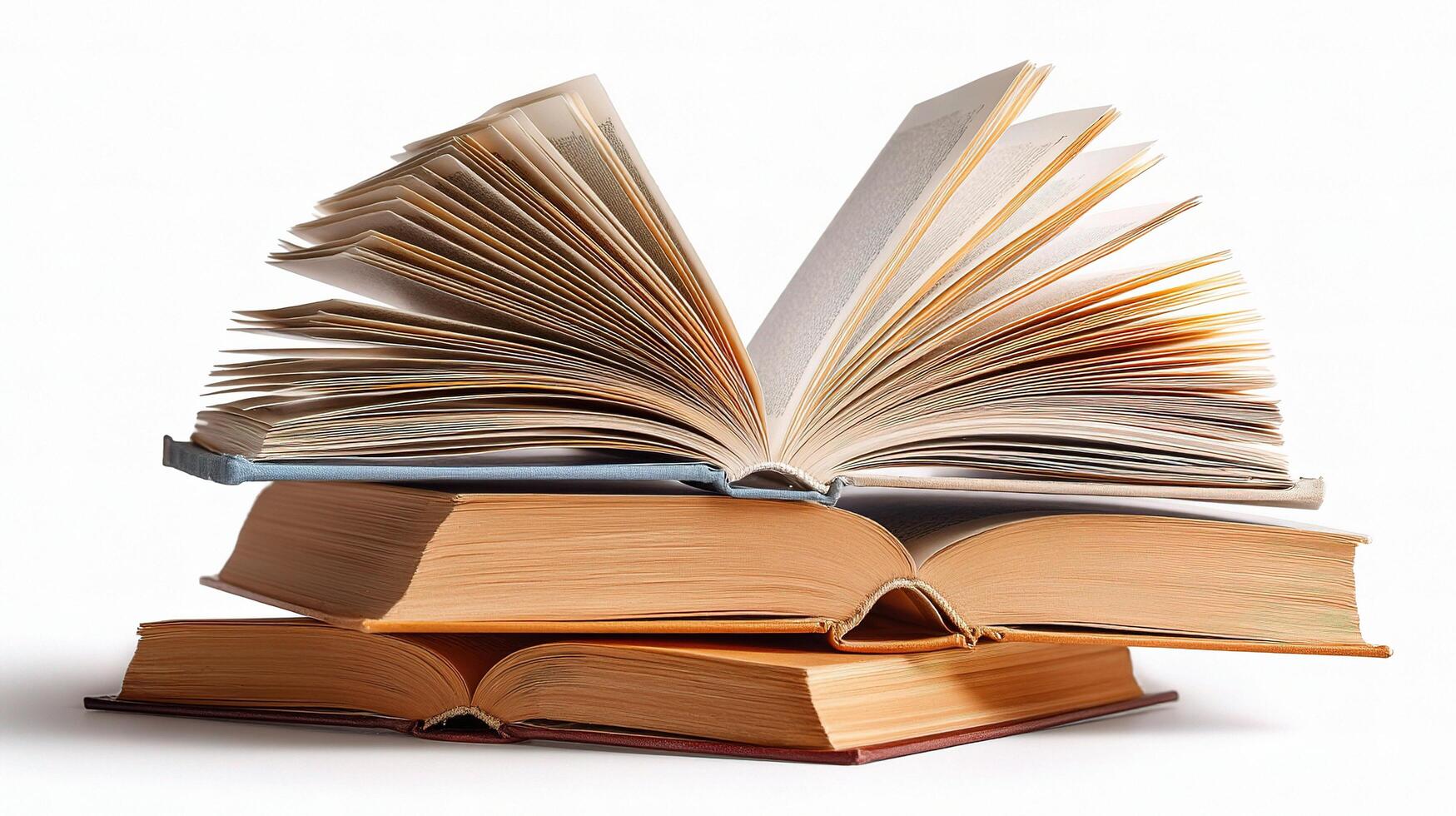 A stack of books on a white background photo