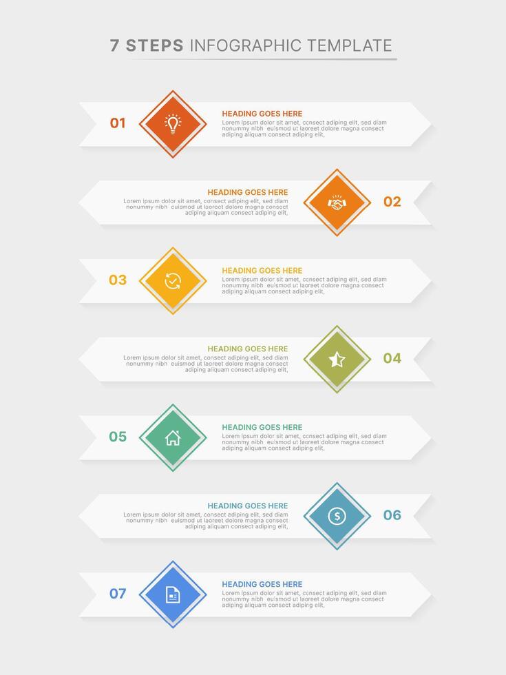 Modern List Infographic Design Template with 7 Data Points vector