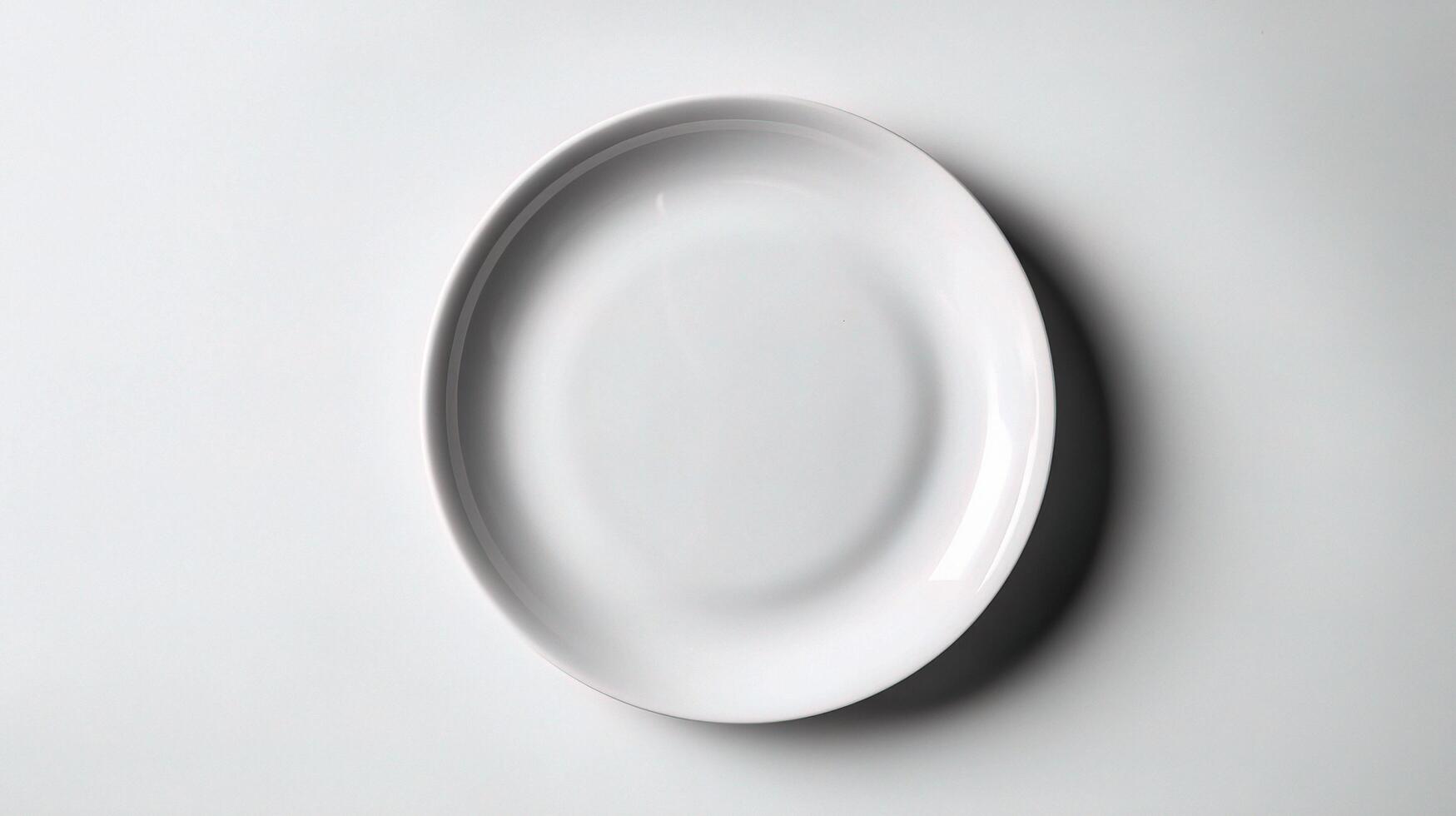 An empty white plate on a white surface photo