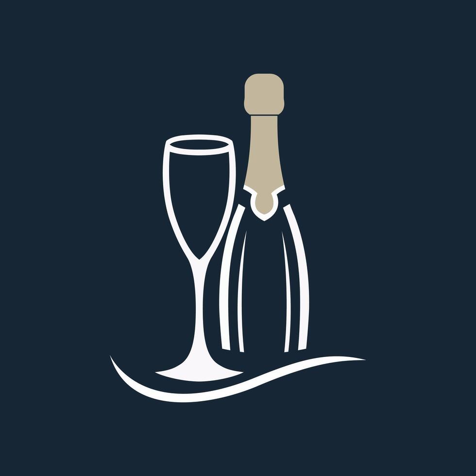 Champagne Bottle and Glass Silhouette for Celebratory Occasions vector