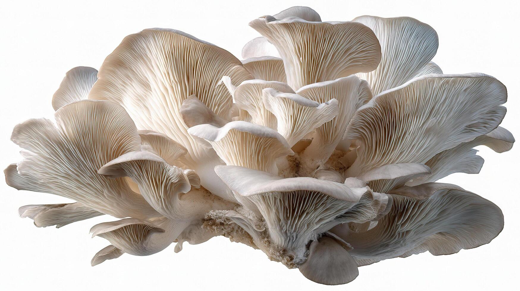 A large group of mushrooms on a white background photo