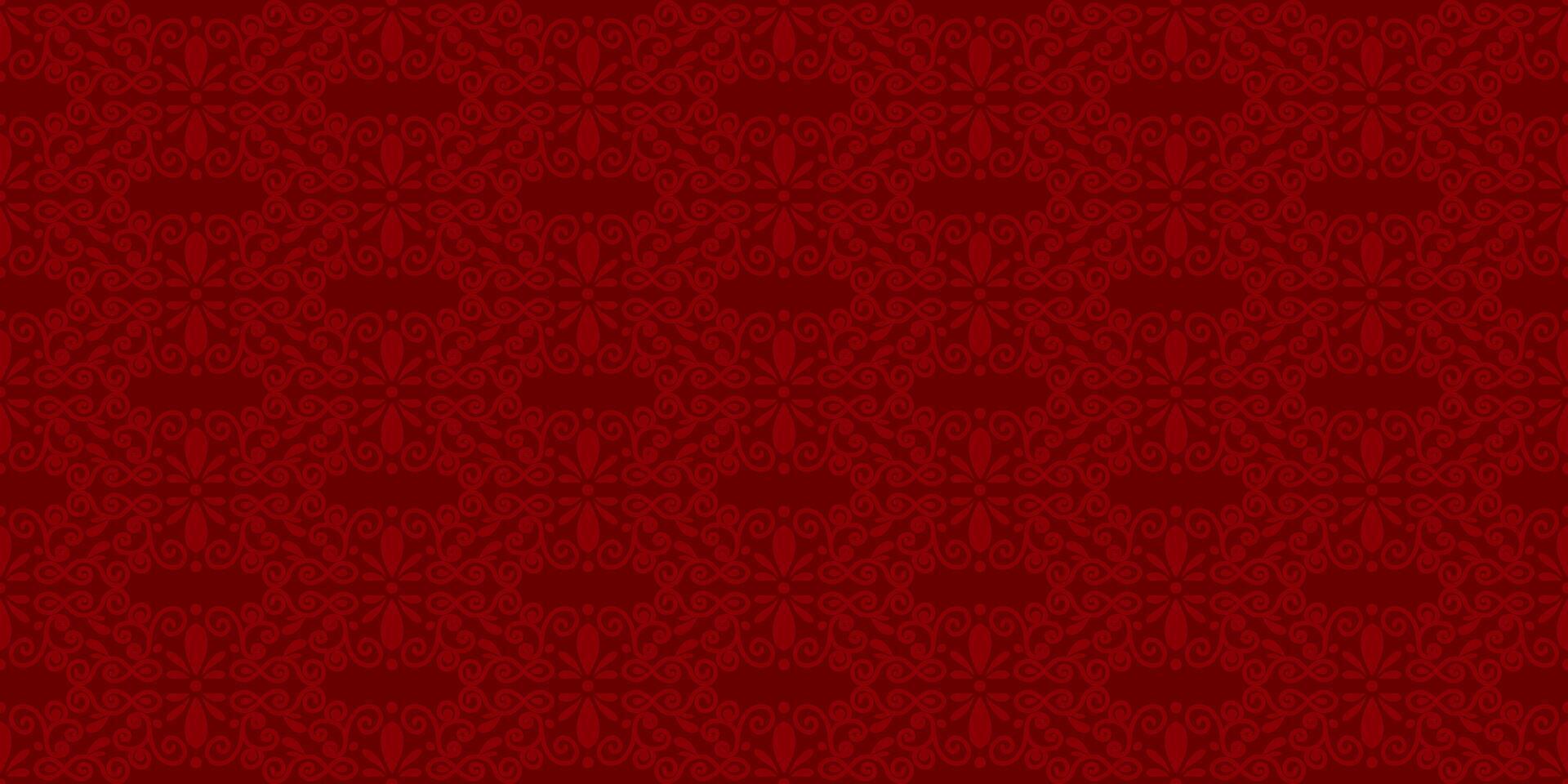 Seamless damask rich pattern. Red luxurious background with symmetrical ornamental design. Vintage victorian style template for textile and wallpaper. vector