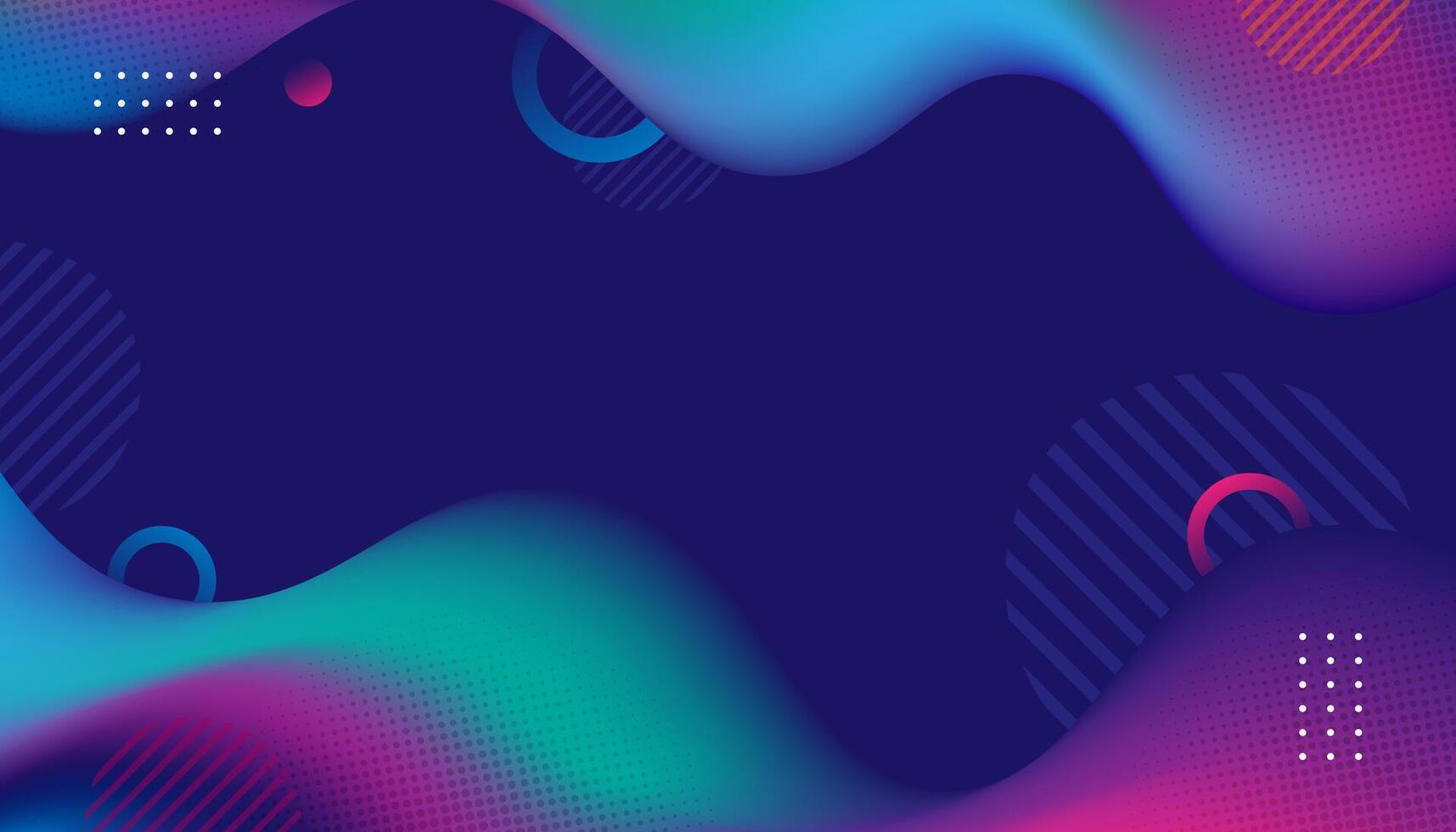 Colorful abstract background with wavy lines and geometric shapes. vector
