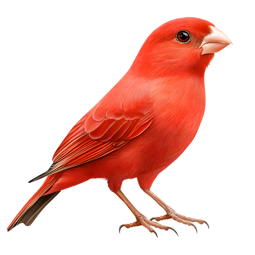 Photorealistic Red Canary Bird on Transparent Background png
