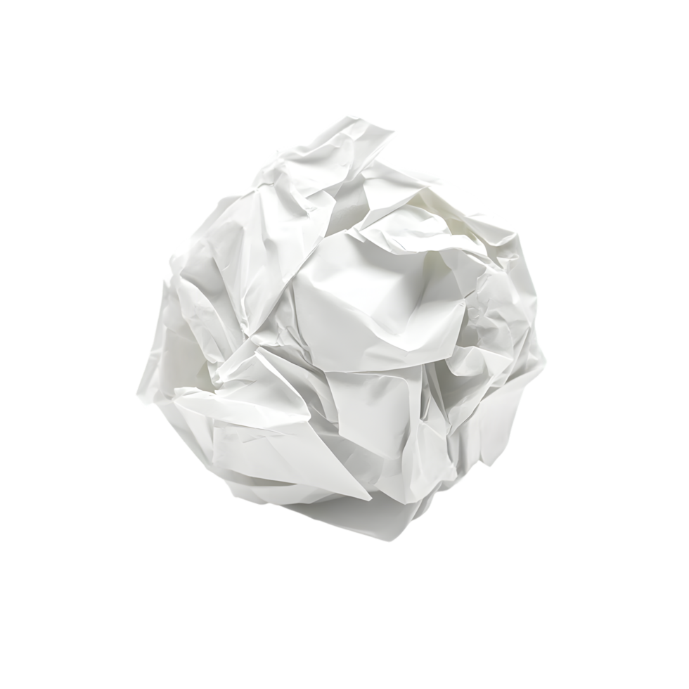 Crumpled Paper Ball Hyper Realistic on Transparent Background png