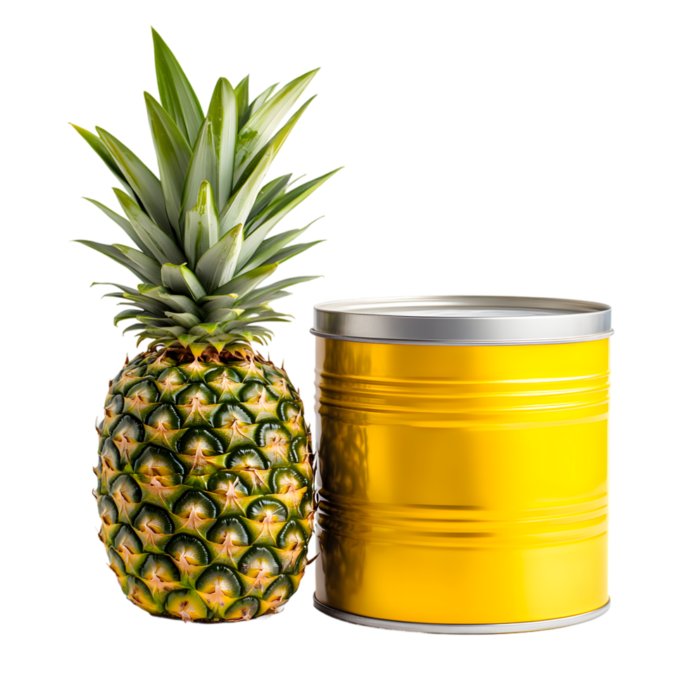 Pineapple with Canned Slices Top View on Transparent Background png