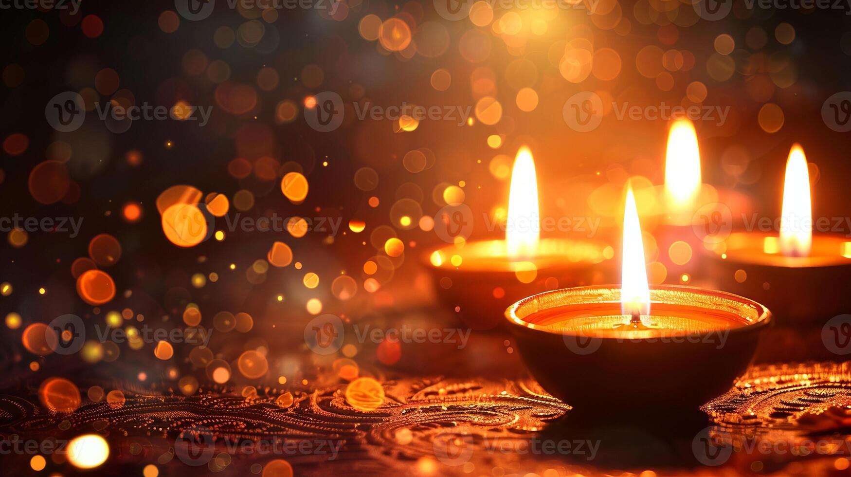 A candles with a warm and inviting Diwali mood. Warm and inviting Diwali mood. Copy place photo