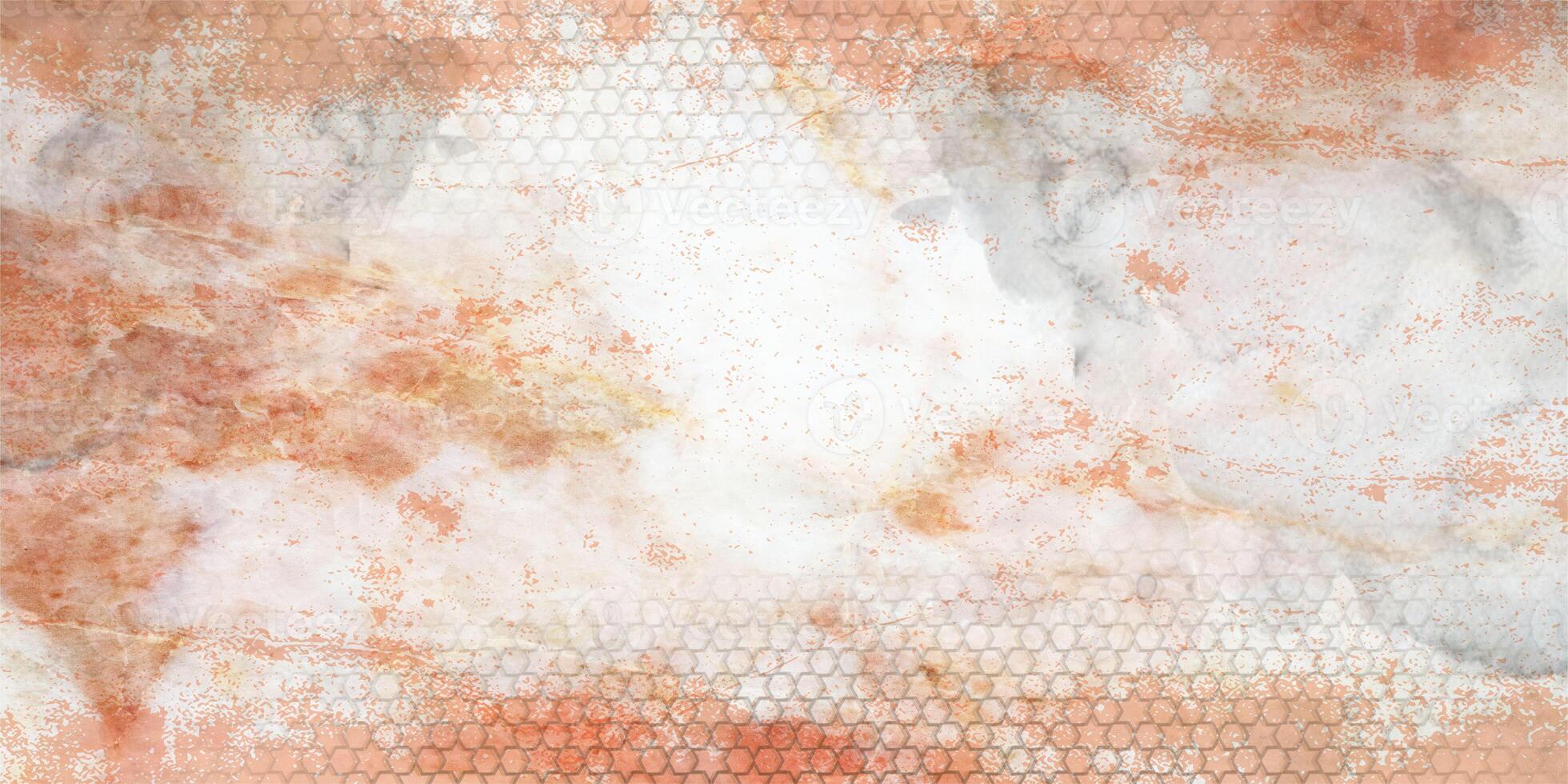 soft and textured abstract composition dominated by warm peach, terracotta, and beige tones. It features watercolor-like stains and splashes, blending organically with subtle hints of gray photo